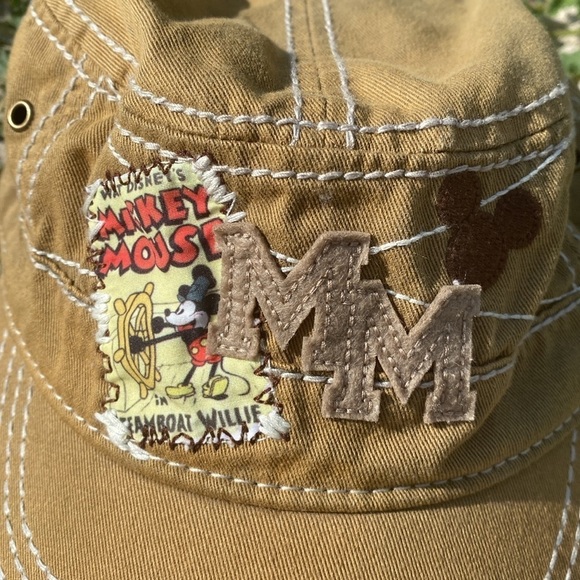 Disney Steamboat Willie cap distressed bronze spell out and patch 100% cotton - Picture 3 of 7